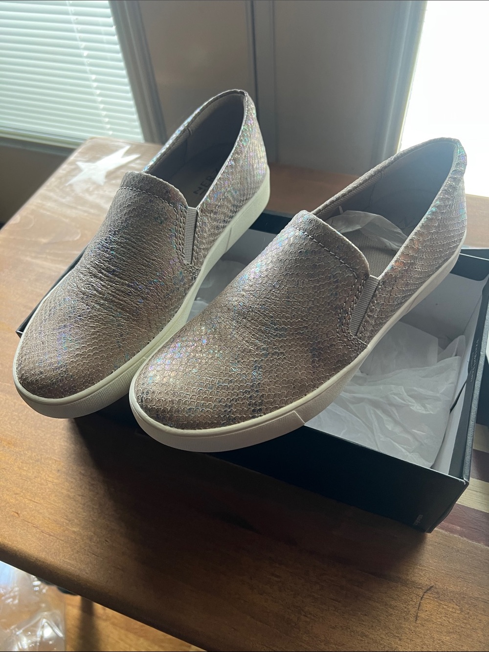 Marianne Silver Snake Sparkle Slip-On Sneakers for Women -  8.5W